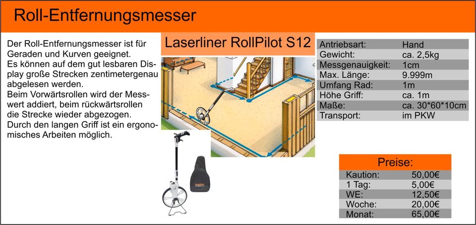 ZU VERMIETEN: Roll-Entfernungsmesser, Laserliner RollPilot S12 in Hemer