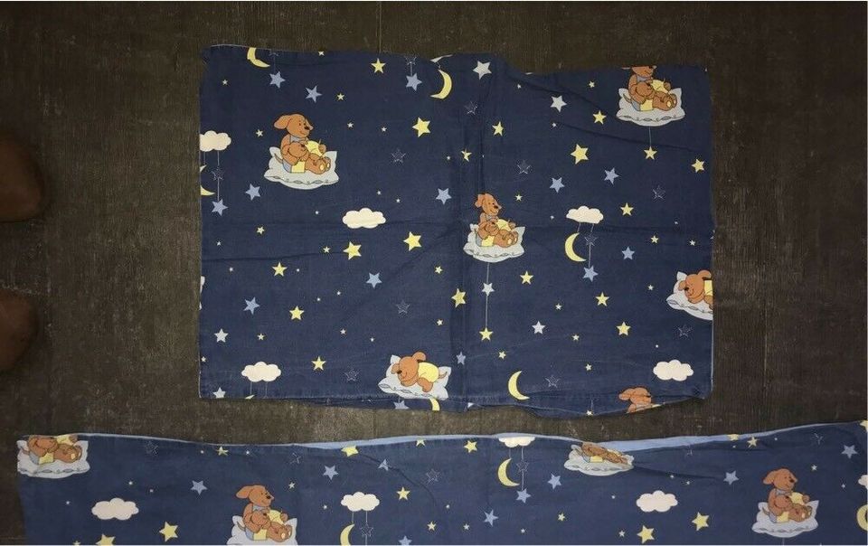 Kinder Bettwäsche 2-teilig für 40x60 100x130 hell- dkl Blau Teddy in Verden