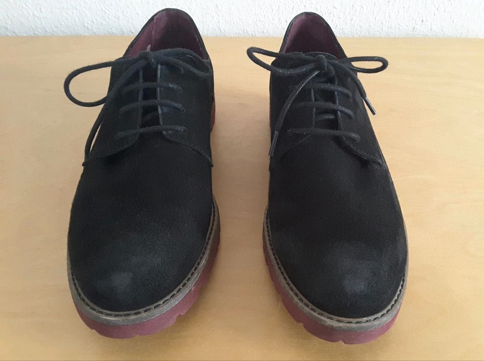 Tamaris Schuhe Veloursleder Leder Schnürschuhe schwarz 40 NEU in Dortmund