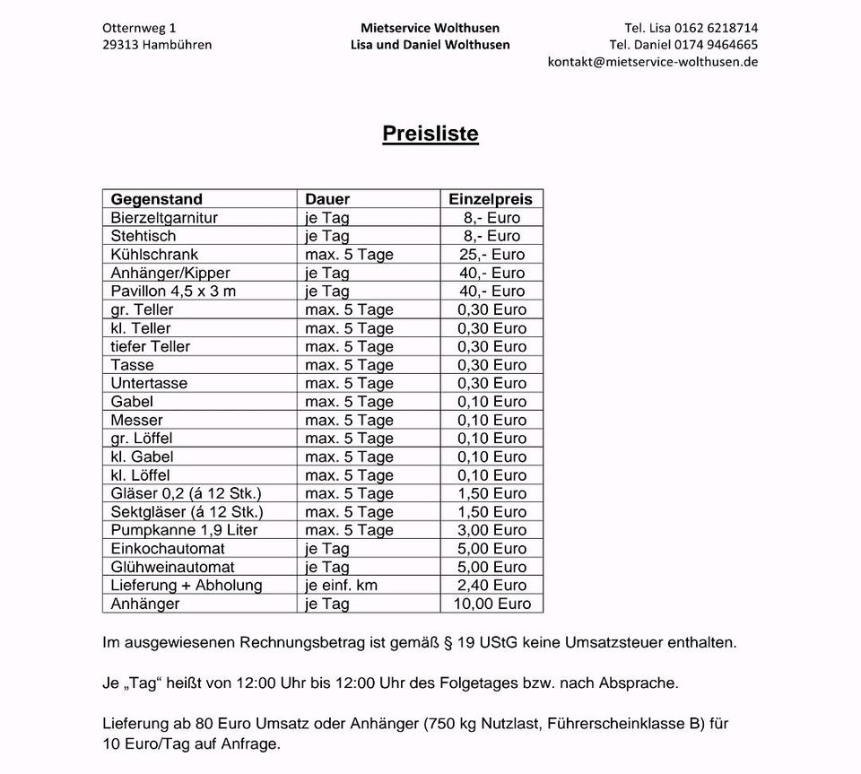 Verleih - 10 x Bierzeltgarnitur + 5 x Stehtisch zum Mieten in Hambühren