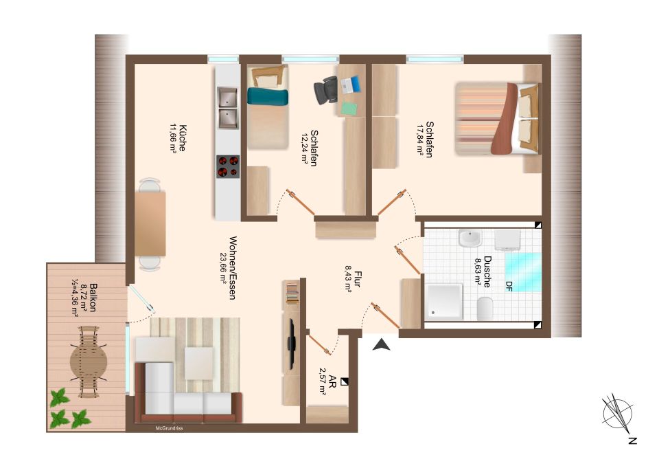 Neubau WE_7  Schöne 3-Zimmer Wohnung im DG in Rottweil