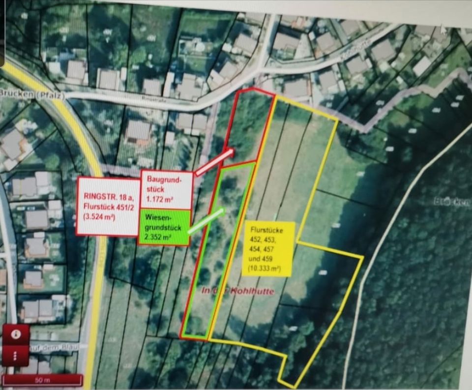 Baugrundstück 1172 m² + Wiesengrundstücken in 66904 Brücken in Schönenberg-Kübelberg