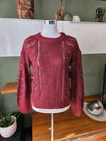 Strickpullover Lochmuster dunkelrot meliert übergang zara 34 36 Nordrhein-Westfalen - Uedem Vorschau