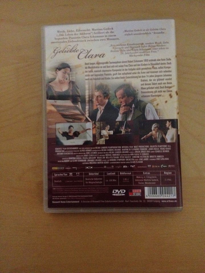 Geliebte Clara DVD Film über Clara & Robert Schuhmann u Brahms in Henstedt-Ulzburg