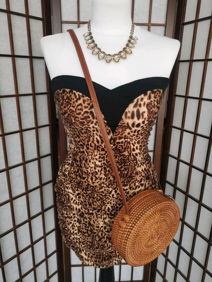 Vintage Tally Weijl Partykleid in Animalprint braun/schwarz Gr. L in Stuttgart