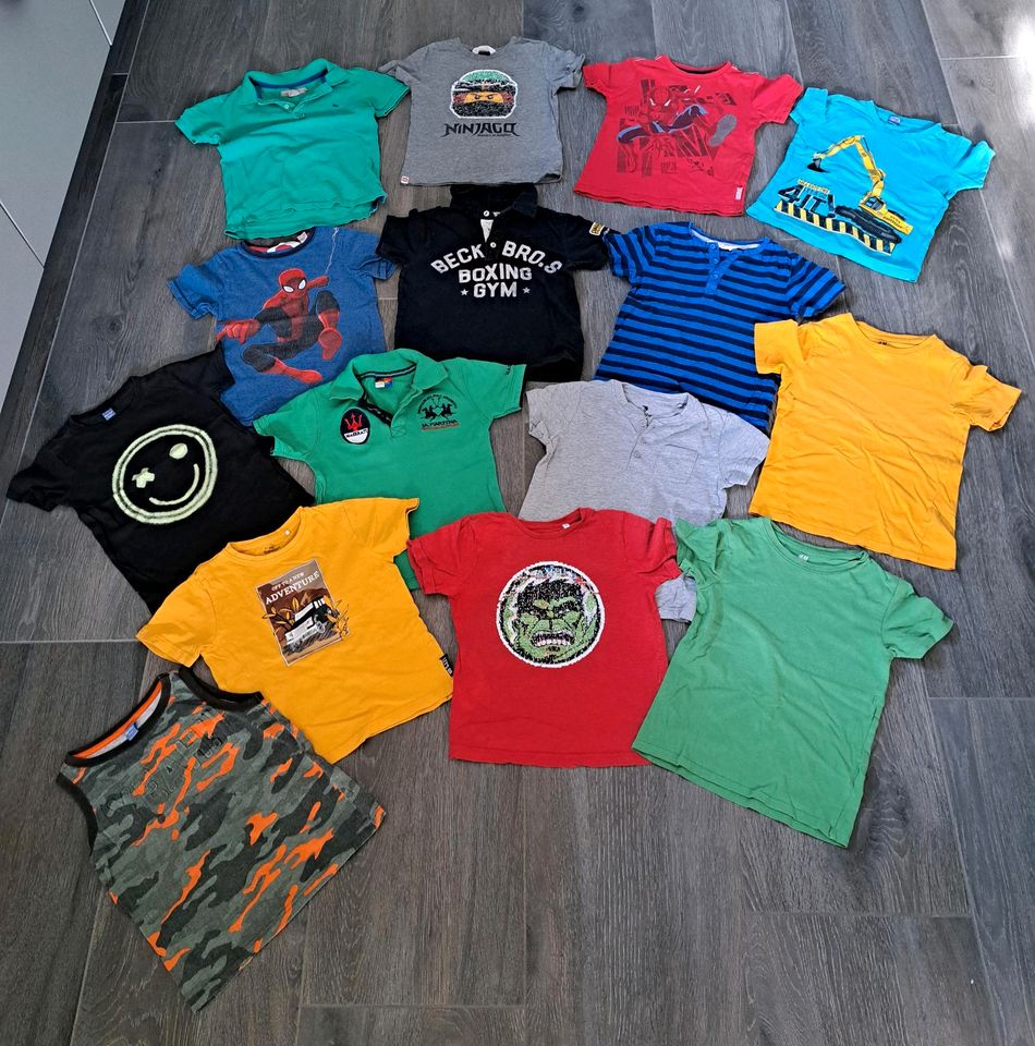 15 Shirts Gr. 110, 110/116 und 116, Poloshirts, H&M, Spiderman in Drensteinfurt