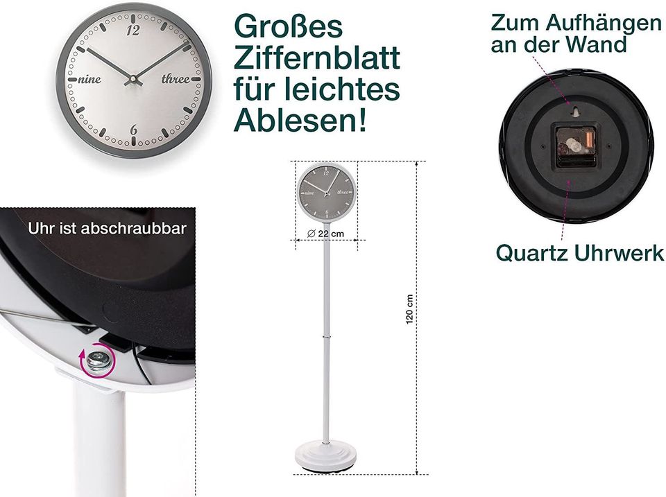 NEU OVP Hochwertige 2-in-1 Standuhr / Wanduhr / Uhr in Wuppertal