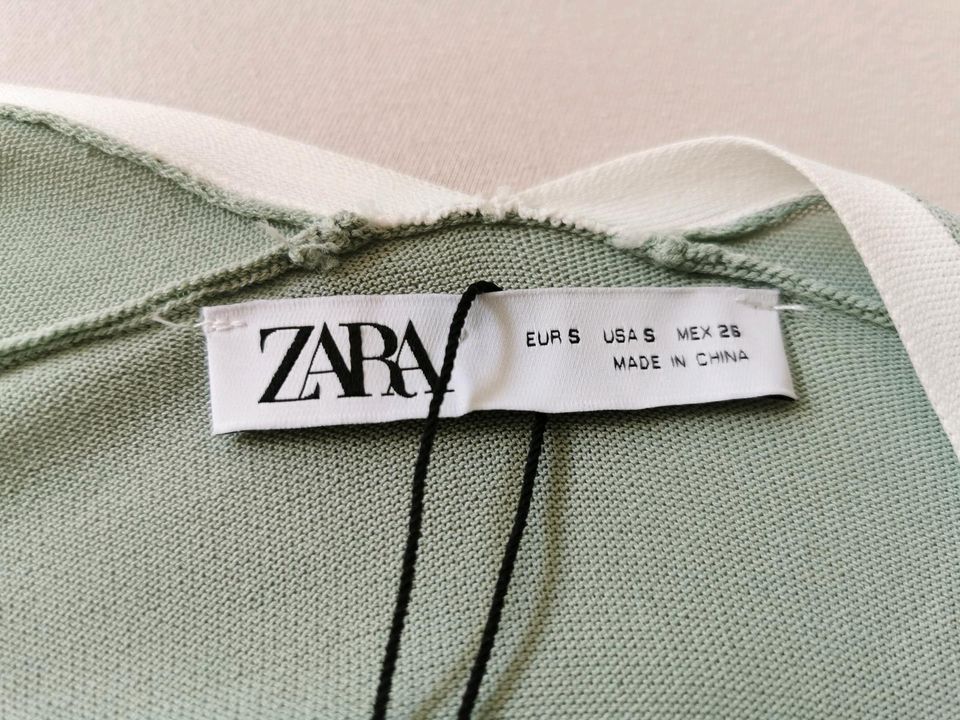 Zara Long Cardigan Mantel S mint grün weiß Strickjacke lang NEU in Oldenburg