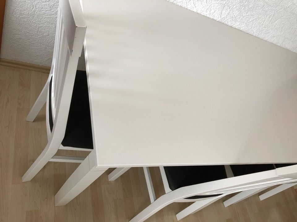 Esstisch Tisch mit 4x Stühlen Weiß in Glauchau