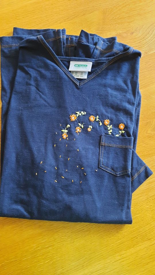 Ulla Poken T-Shirt lang blau wie neu 42/44 in Kapellen-Drusweiler