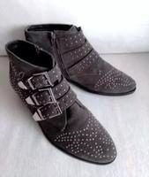 Bronx Damen Stiefeletten Ankleboots grau Nieten/Schnallen, Gr. 38 Hannover - Mitte Vorschau