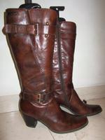 Tamaris brauner Leder Stiefel Lederstiefel Damenschuhe gr. 39 Hessen - Wölfersheim Vorschau