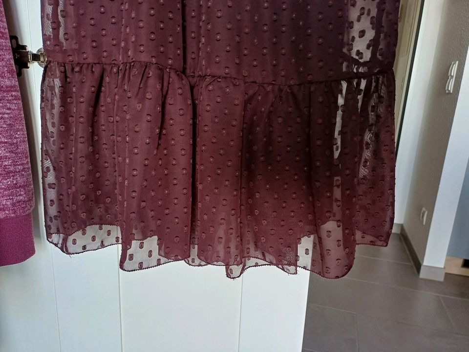 Kleid midi, lange Ärmel, Chiffon, Gr. 40, rot lila in Wiehl