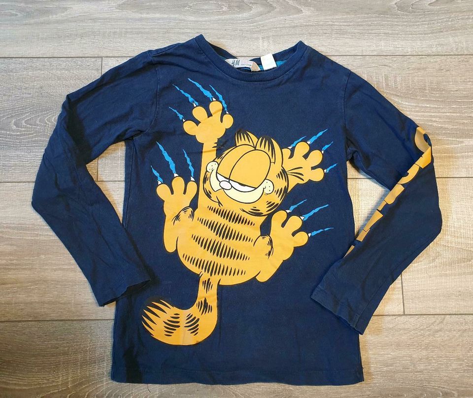 Shirt, Langarmshirt mit Garfield von H&M, Größe 122/128 in Frechen