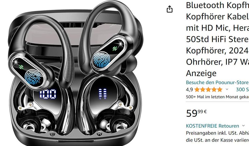 komplett neu Bluetooth Kopfhörer Sport, In Ear Kopfhörer Kabellos in Tübingen