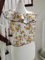 Volant Sommer Bluse Top Oberteil Blumen Gelb  S 36 Niedersachsen - Helmstedt Vorschau