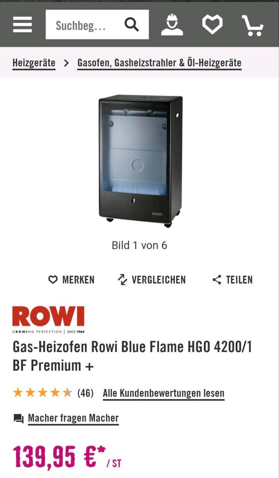 Gas - Heizofen ROWI Flame in Krefeld