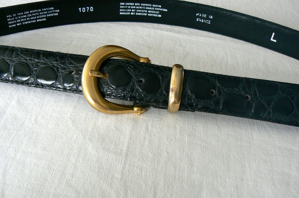 Gürtel Goldschnalle schwarz golden Größe L  Leder Vintage in Remagen