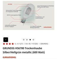 Trockenhaube✨Grundig Premium Line✨Neuwertig✨Ionic 600W✨ Hessen - Kelkheim Vorschau