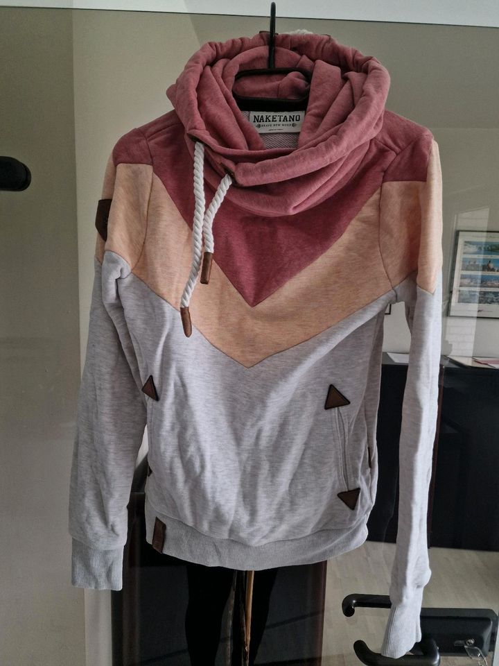 Naketano Pullover Hoodie mit Kapuze Grau Orange Rot Rosa S 36 in Neuss