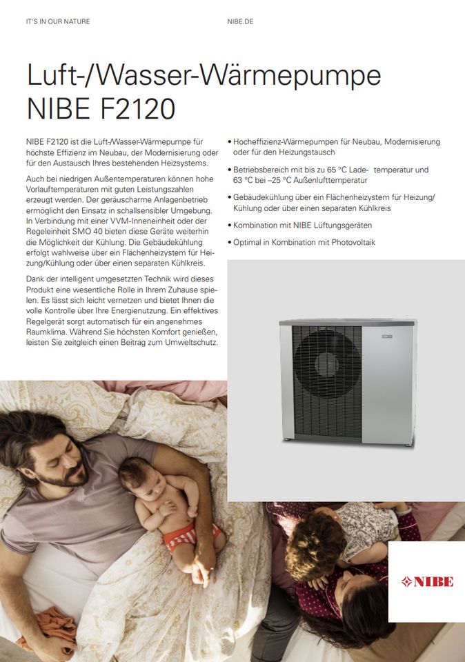 NIBE Luft/Wasser Wärmepumpenpaket F2120-16 + VVM 500 + EMK 500 in Ahrensburg