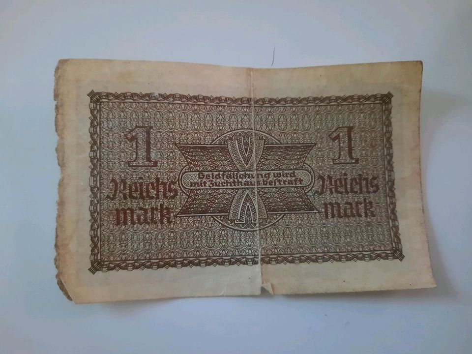 1000 Reichsmark Schein 21.4.1910 roter Stempel 1 Reichsmark in Pritzwalk
