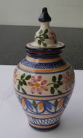 Keramikgefäß bauchig mit Deckel; bemalt mit Blumen und anderem; Rheinland-Pfalz - Neustadt an der Weinstraße Vorschau