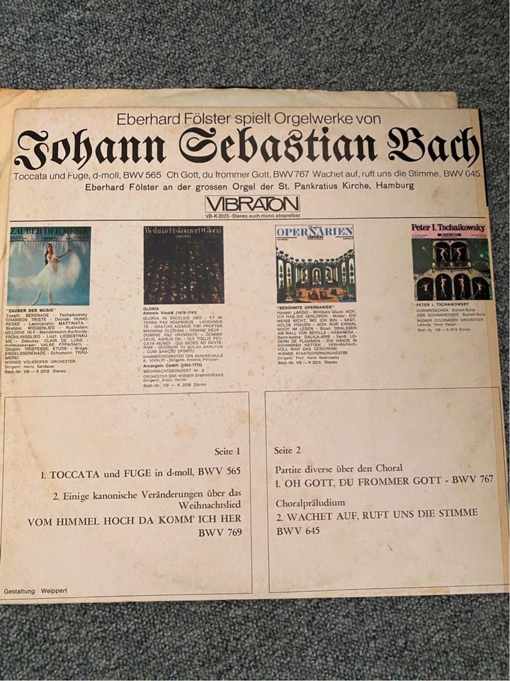 Eberhard Fölster Orgelwerke Johann Sebastian Bach LP Vinyl in Trostberg