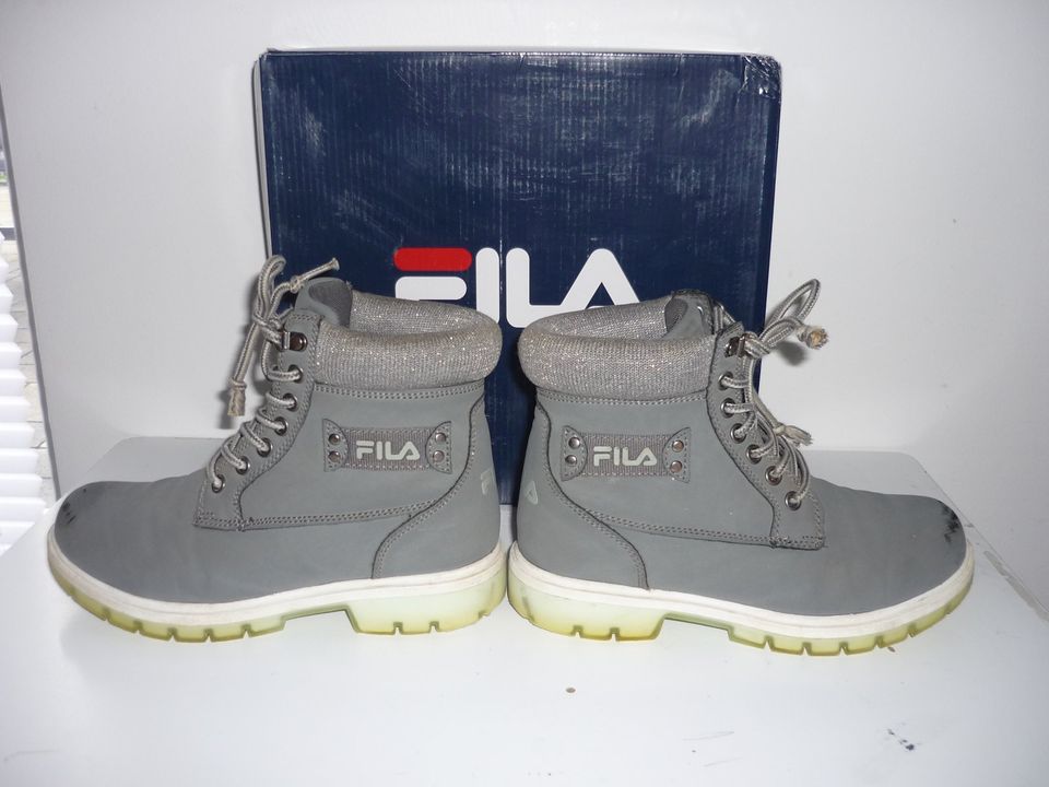 ❤️FILA❤️ MÄDCHEN HALB STIEFEL KUNSTLEDER SCHNÜR BOOTS 36 GRAU in Kamp-Lintfort