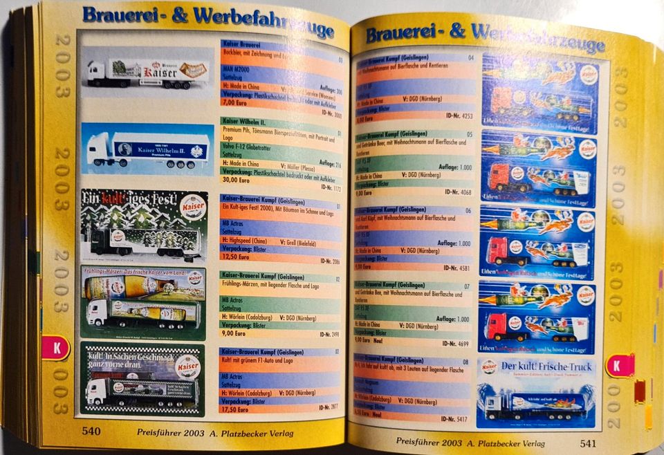 1. Deutscher Brauerei- &Werbefahrzeuge Preiskatalog (Modellautos) in Dornstadt