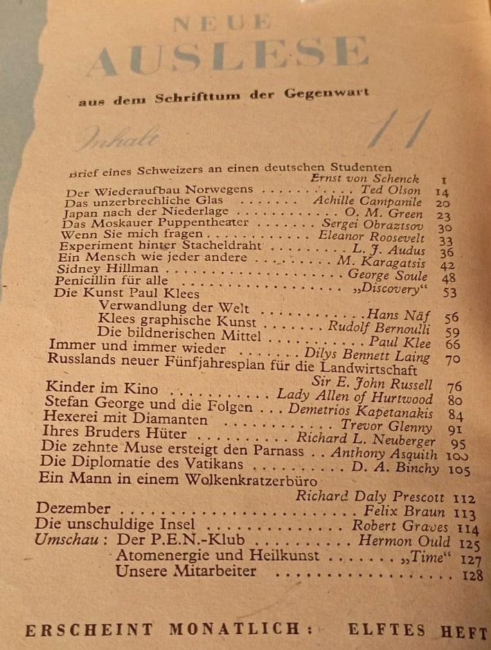 "NEUE AUSLESE"//  Mitte der 40.Jahre in Koblenz