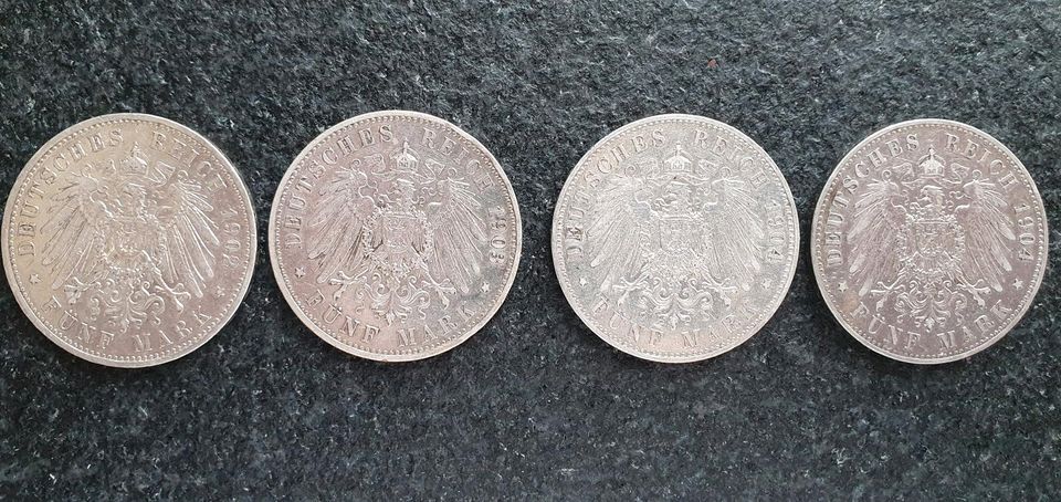 5 Reichsmark Kaiserreich Silber Wilhelm II. in Karlsdorf-Neuthard