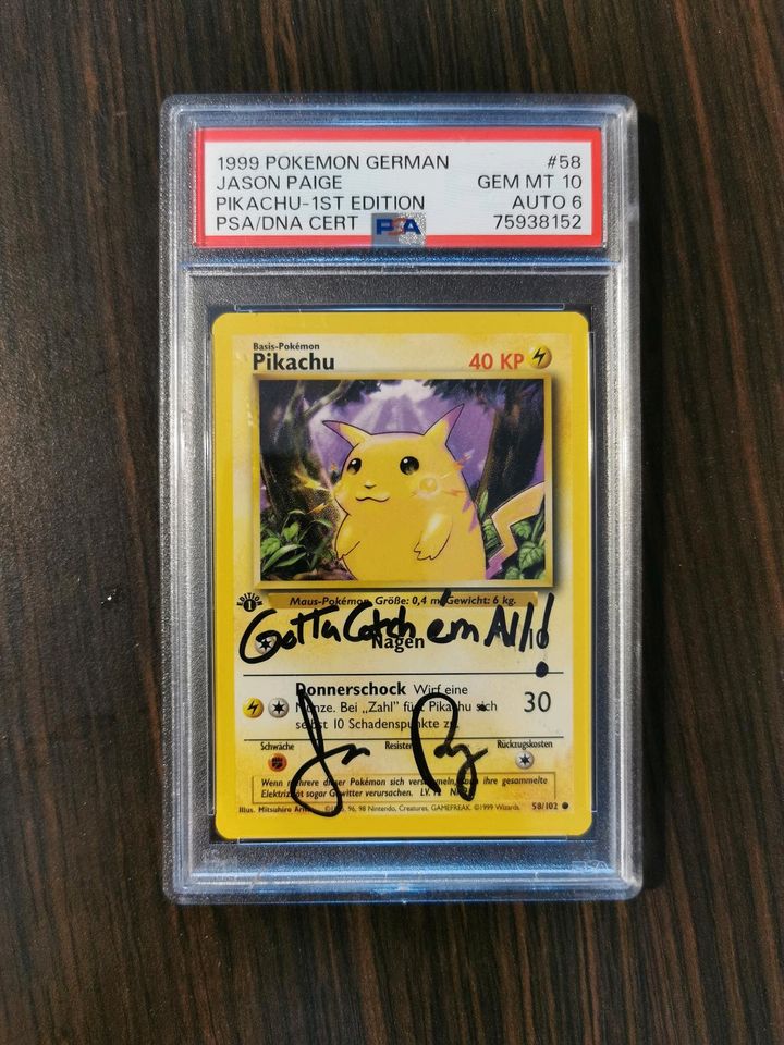 Pikachu Glumanda Schiggy Bisasam 1. Edition Jason Paige PSA 10 in Gersthofen