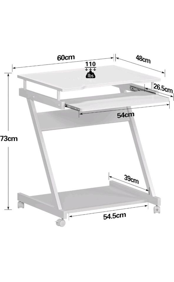 mobiler Computertisch Schreibtisch in Z-Form, platzsparender PC in Steinfurt