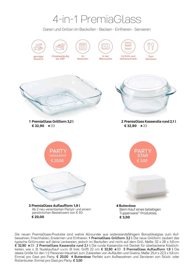 New Tupperware PremiaGlass Premia Glass Container Set in Bordeaux