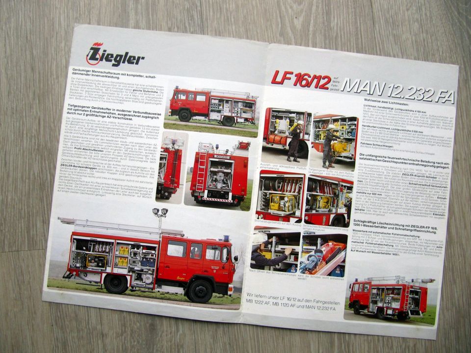 2x Ziegler Feuerwehr Prospekt MAN F80 F90 LF16 Katalog Lkw in Isny im Allgäu