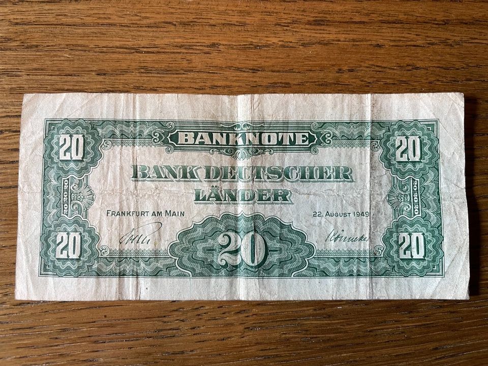 20 DM Schein Bank deutscher Länder 1949 in Wipperfürth