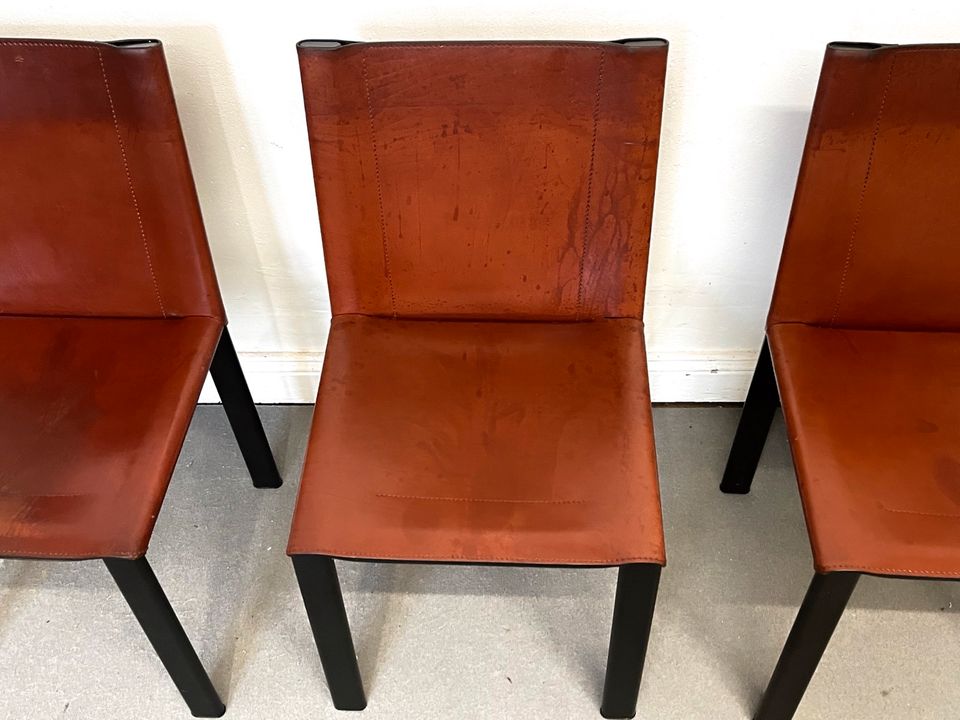 1/6 ital. Stühle Leder Carlo Bartoli Matteo Grassi Chairs 1980 in Berlin