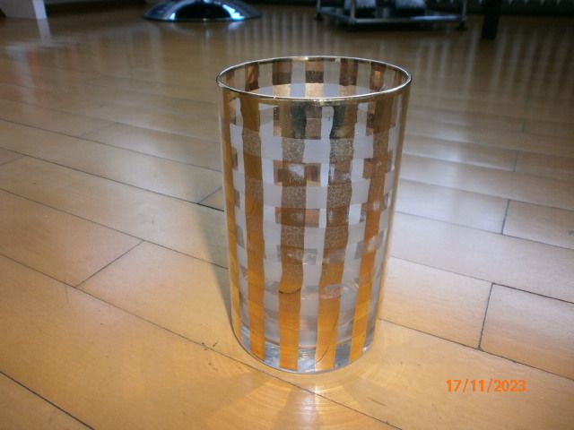 schöne italienische Designer Glas Vase handbemalt gold Höhe in Dortmund