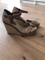 Tommy Hilfiger Sandalen Wedges Plateau Bast beige Schleife braun Hessen - Darmstadt Vorschau