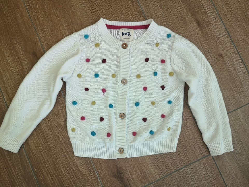 Kite Cardigan Strickjacke weiß mit Punkten 2-3y / 98 cm in Laumersheim