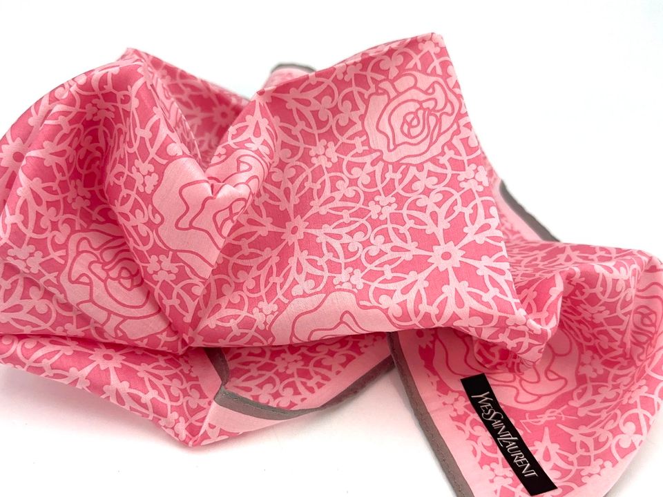 Yves Saint Laurent YSL Bandana Tuch Damen Schal Baumwolle Pink in Schleswig