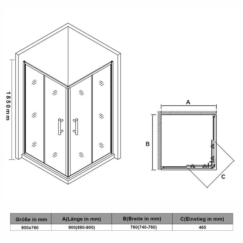 Duschkabine Duschabtrennung Eckeinstieg Schiebetür Dusche NEU in Weilburg