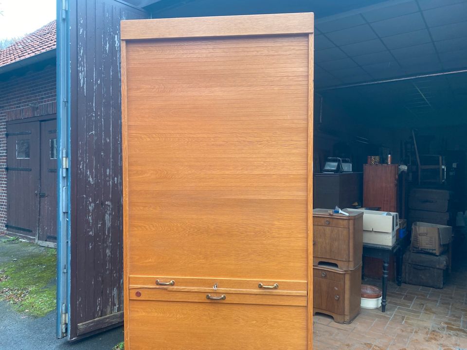 Aktenschrank Rolltüren vintage Holz 60er Jahre in Telgte