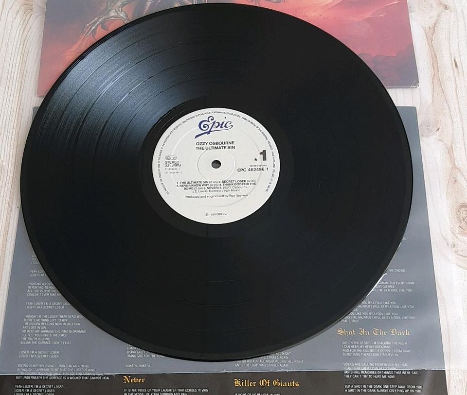 Ozzy Osbourne Vinyl 1986 Schallplatte " The Ultimate Sin" Metal in Salzgitter