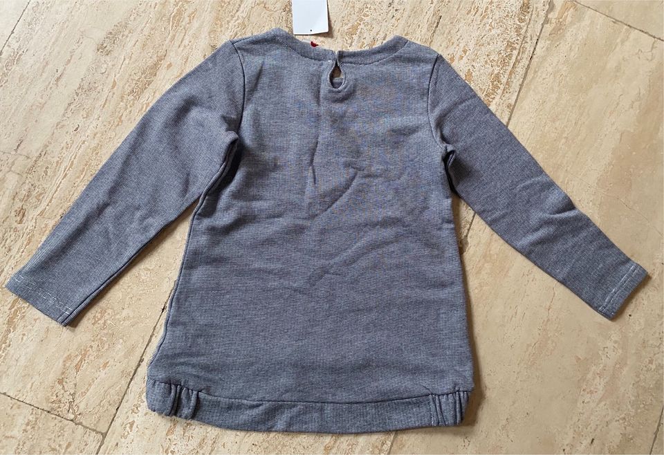 Cooles Sweatshirt, Pulli  blau meliert, Pailletten,Gr 128, NEU in Rheda-Wiedenbrück