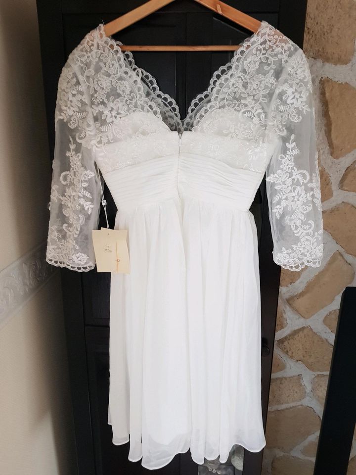 Standesamt Brautkleid Hochzeitskleid 36 s weiß Spitze Kleid neu in Gevelsberg