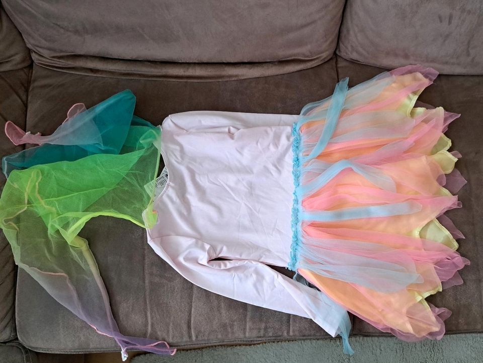 Kleid bunt Regenbogen Einhorn h&m 116 Tüll top Zustand in Germering