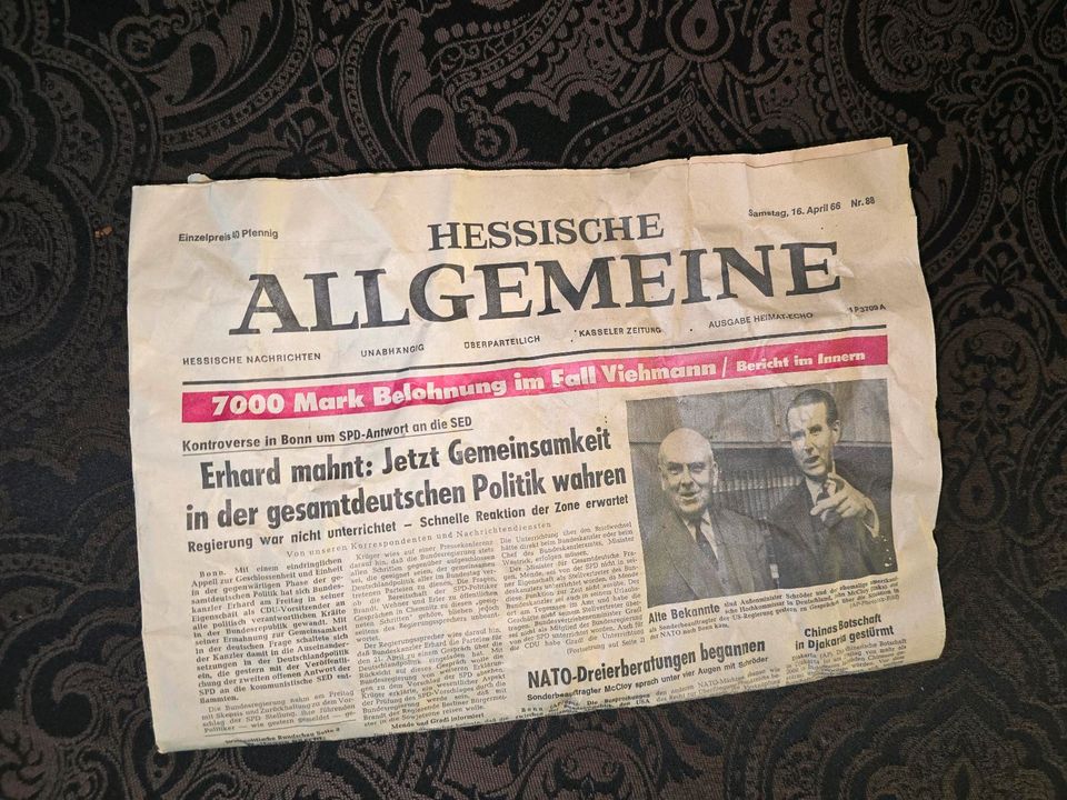 16. April 1966 HNA originale alte Zeitung Hessische Allgemeine in Wabern