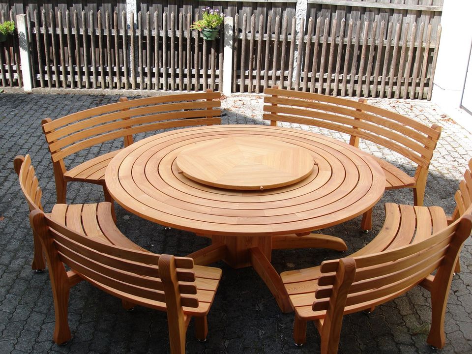 Gartentisch rund, 4 Bänke, Gartenset, Sonderangebot, Rondell in Germering